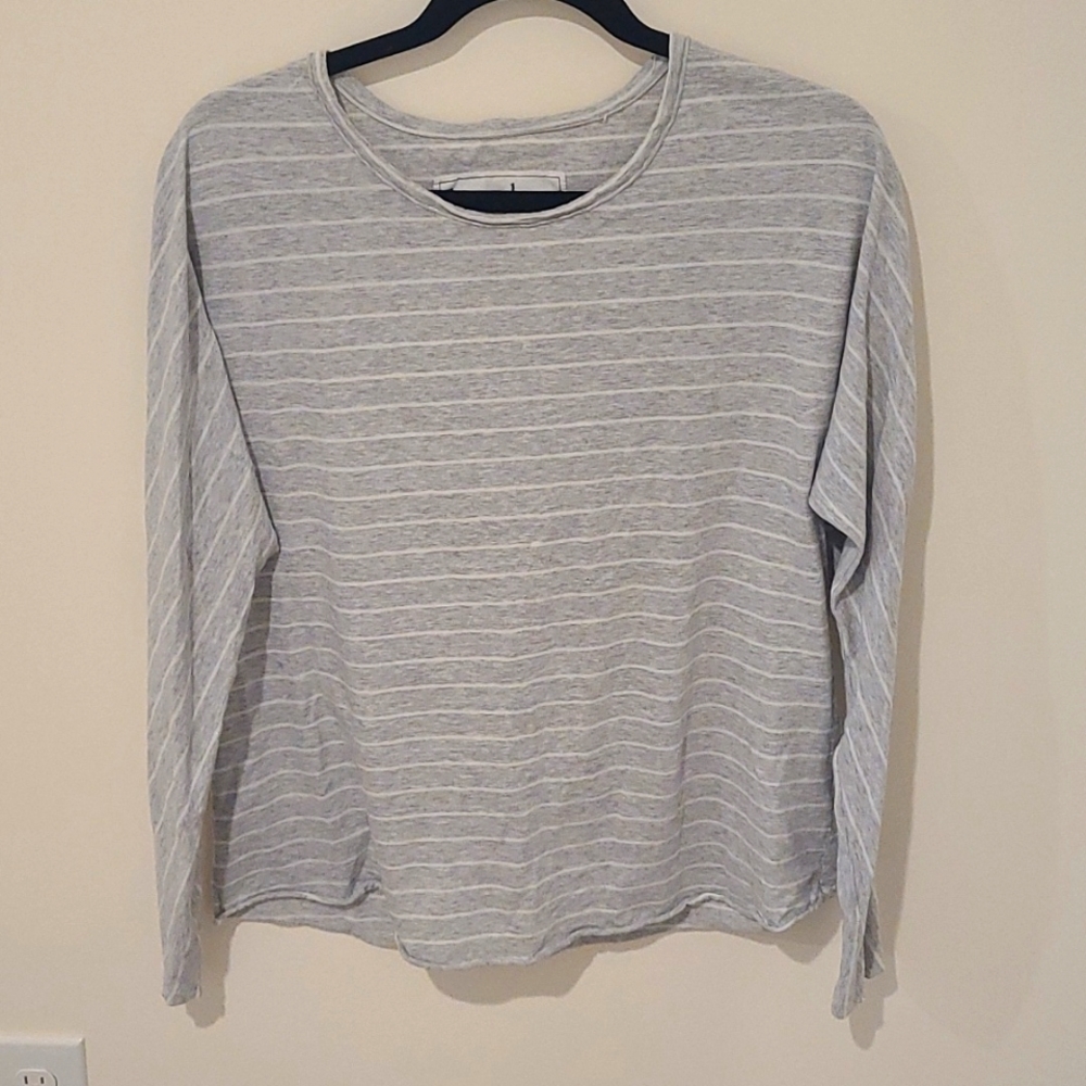 Frank & Eileen Gray and White Striped Long sleeve shirt